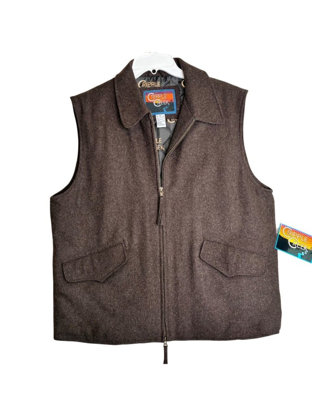 Cripple Creek Men’s Brown Wool Blend Vest AQHA 2008 World Show Embroidered XL